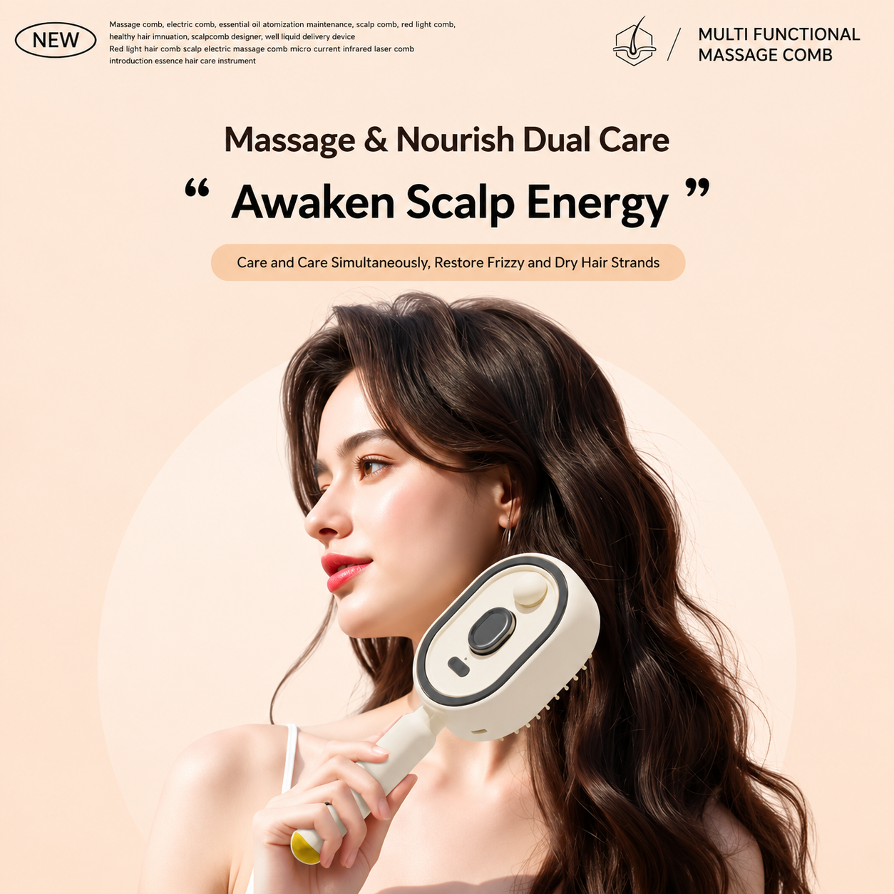Electric Scalp Massage Comb with Mist Spray and Red Light Care