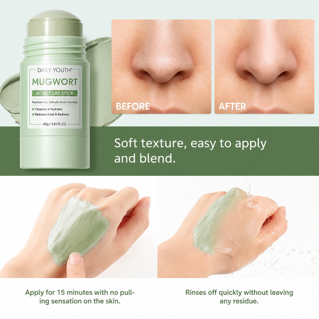 Mugwort Acne Clay Stick Mask for Blackheads and Oil Control