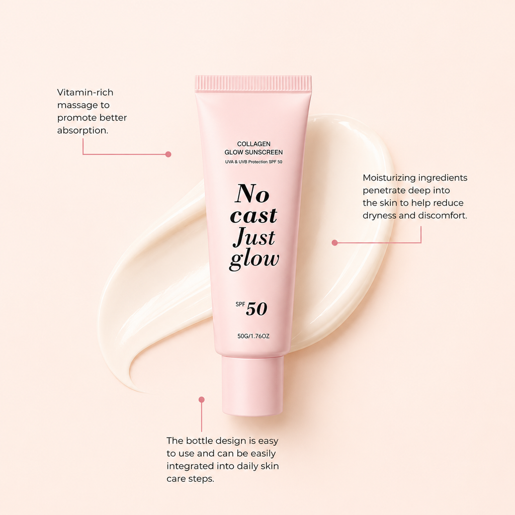 Collagen Glow Sunscreen SPF 50 – No White Cast, Just Glow