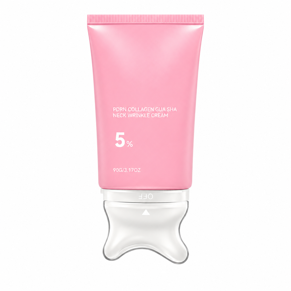 PDRN Collagen Neck Wrinkle Cream | Gua Sha Massage Applicator | Helps Firm, Smooth & Hydrate Neck and Décolleté | Korean Skincare